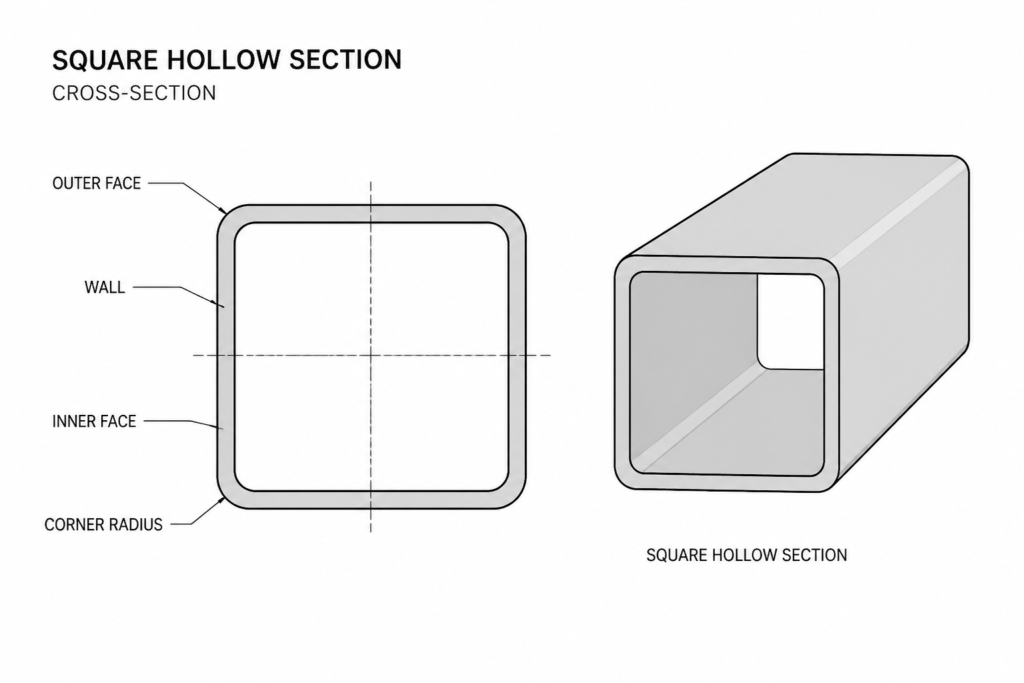 Celsius 355 SHS 400x400x8 engineering illustration
