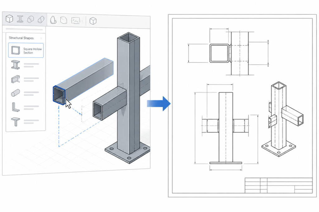 Celsius 355 SHS 400x400x8 engineering illustration