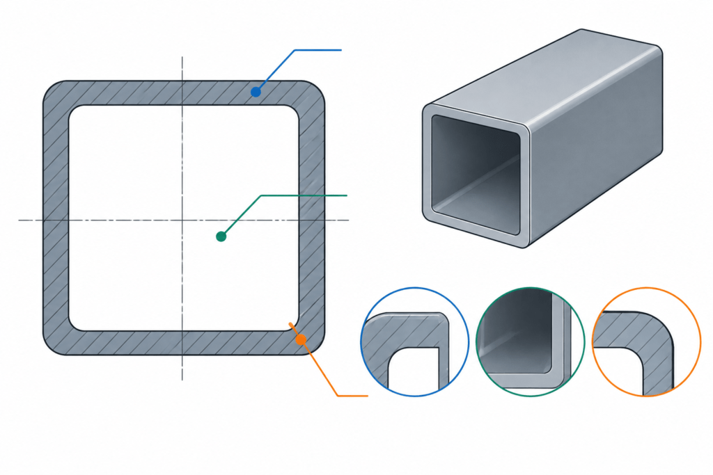Celsius 355 SHS 80x80x7.1 structural steel illustration