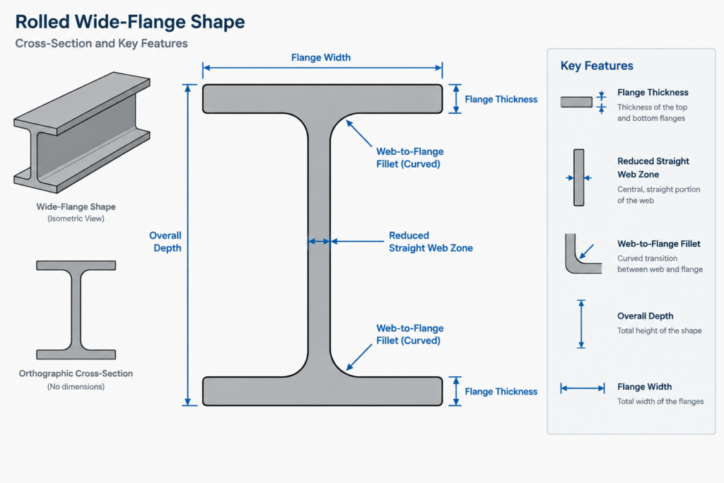 Clear Web Depth in W-Shapes: Flange Faces, Fillets, and Connection Fit structural steel illustration