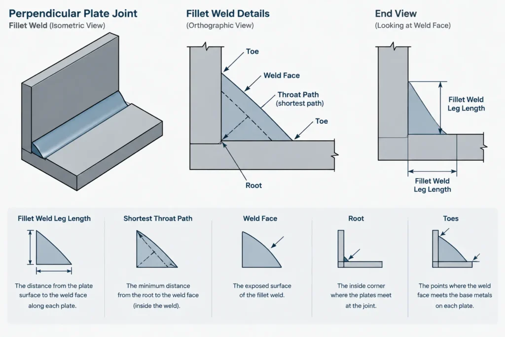 Fillet Weld Size, Leg Length, and Throat: A Practical Steel Detailing Guide structural steel illustration