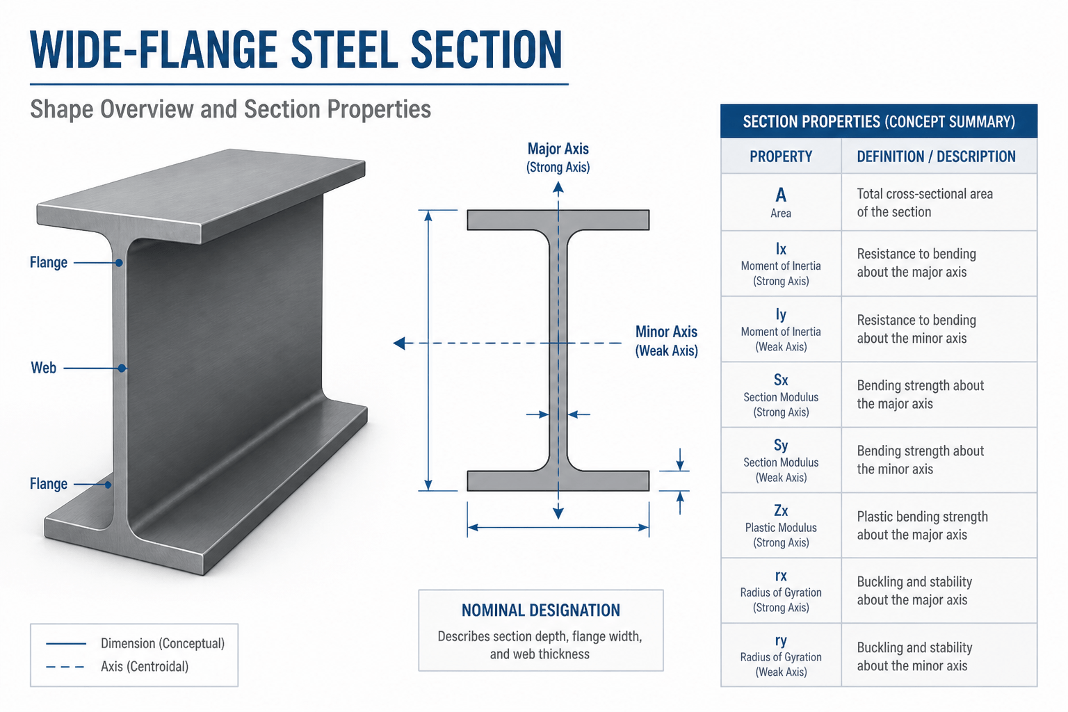 How to Read a W-Shape Steel Section Table