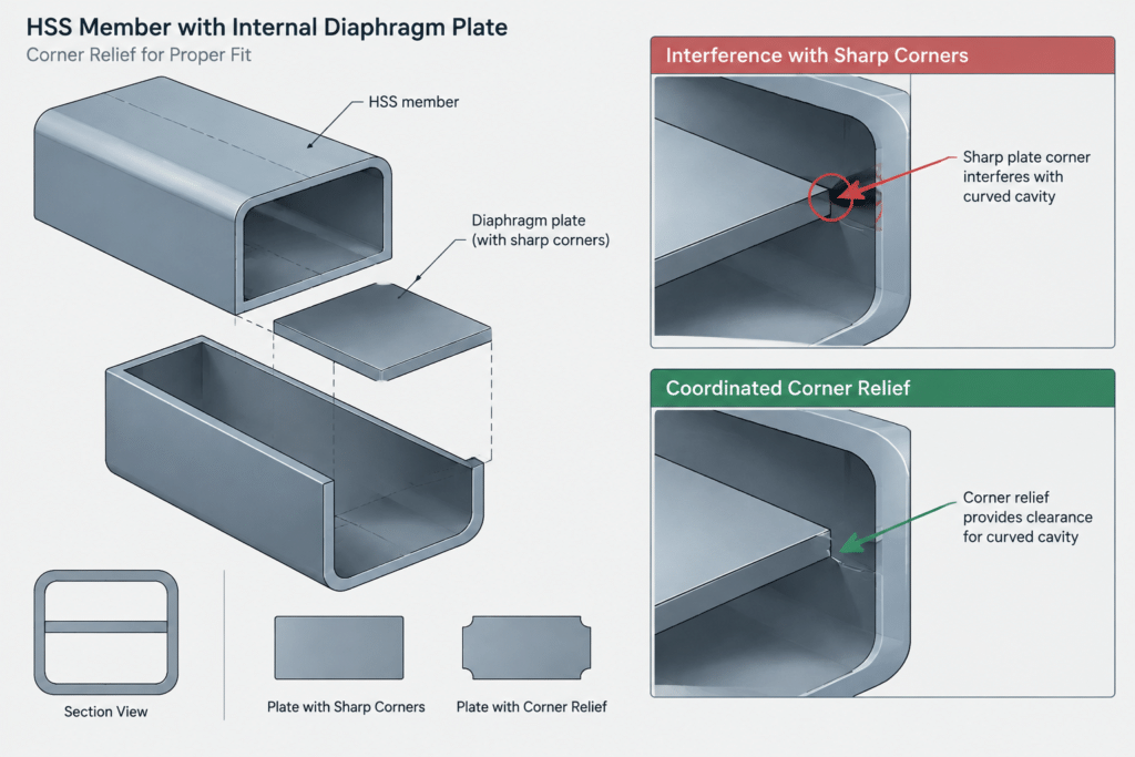 HSS Inside Dimensions: Clear Opening, Corner Radii, and Insert Fit structural steel illustration