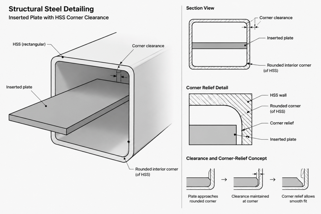 HSS Nominal Wall Thickness vs. Design Thickness: What Tables, Drawings, and CAD Models Mean structural steel illustration