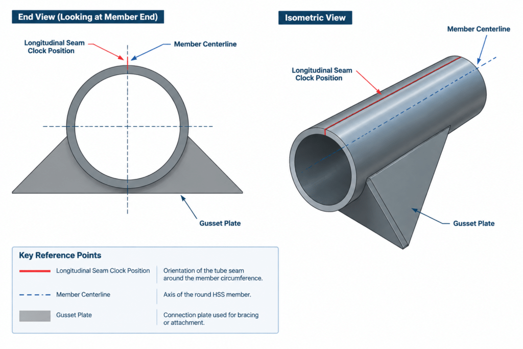 HSS Weld Seam Orientation: What Drafters and Designers Need to Show structural steel illustration