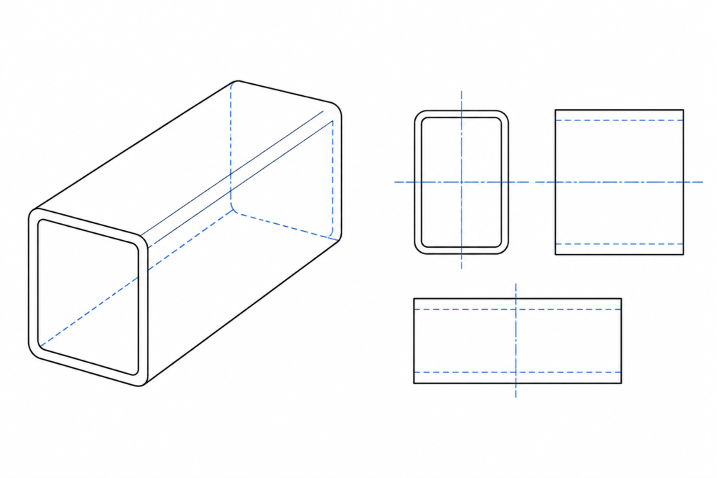Hybox 355 RHS 80x40x5 engineering illustration
