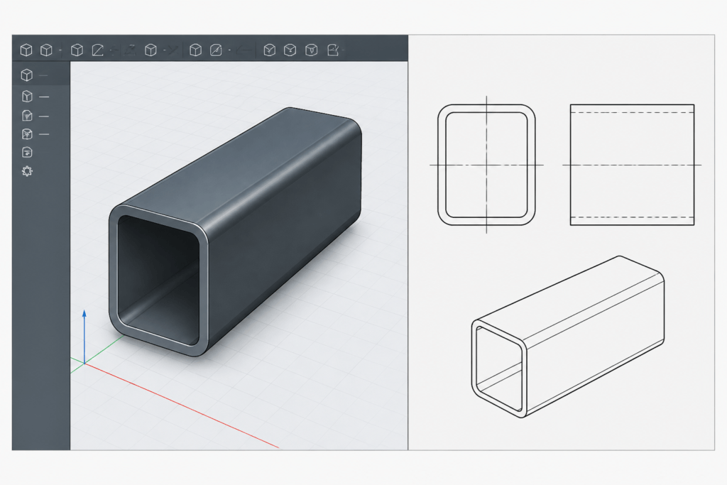 Hybox 355 RHS 80x40x5 engineering illustration