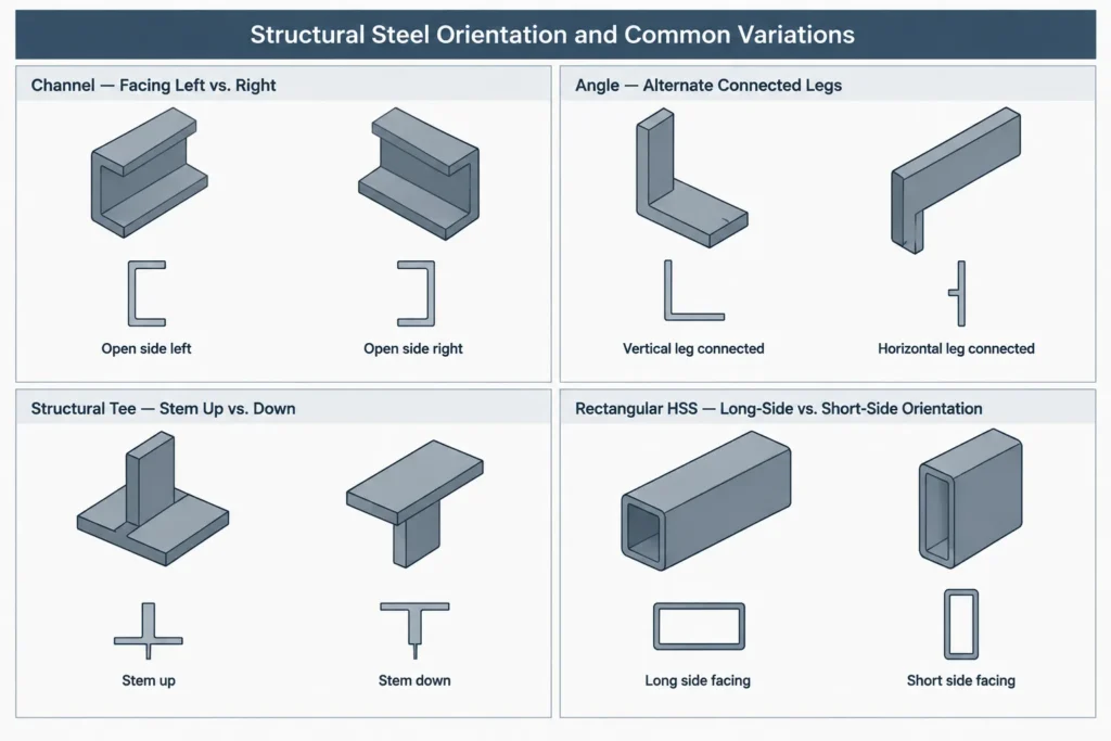 Local Axes in Structural Steel CAD Models: Member Direction, Section Rotation, and Coordination structural steel illustration