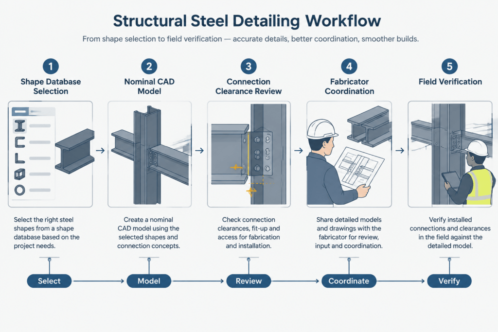 Nominal vs. Actual Structural Steel Dimensions: A Guide for CAD and Detailing structural steel illustration