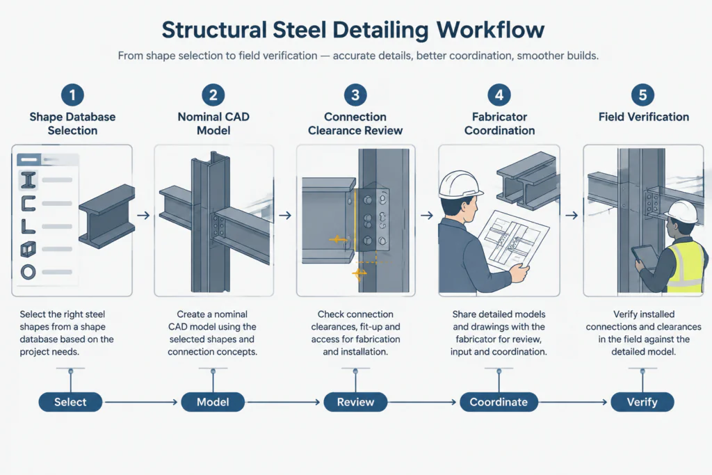 Nominal vs. Actual Structural Steel Dimensions: A Guide for CAD and Detailing structural steel illustration