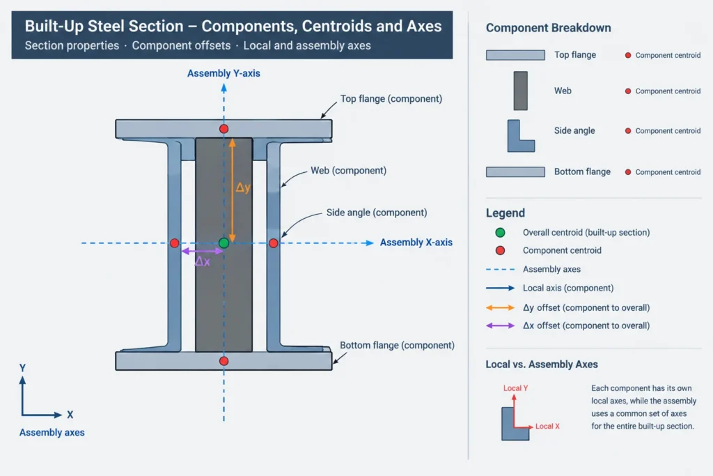 Parallel-Axis Theorem for Built-Up Steel Sections: A Practical Calculation and CAD Guide structural steel illustration