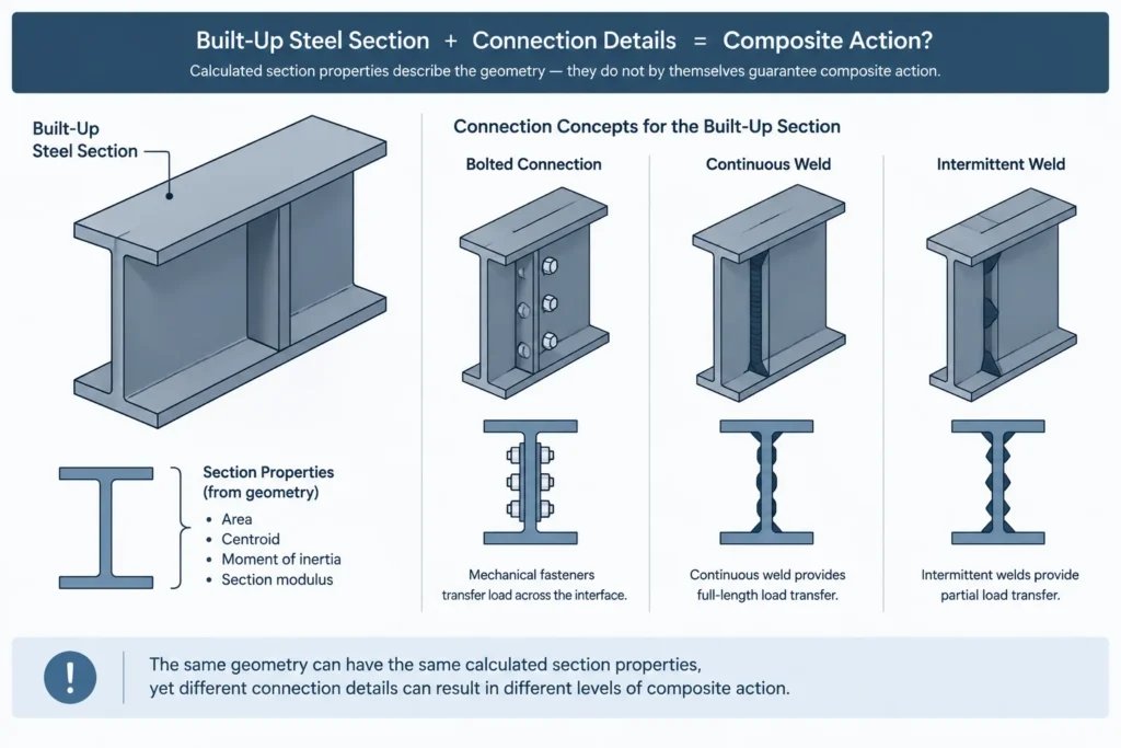 Parallel-Axis Theorem for Built-Up Steel Sections: A Practical Calculation and CAD Guide structural steel illustration