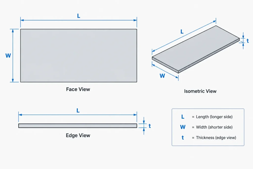 Reading Structural Steel Plate Callouts: Thickness, Width, Length, and Orientation structural steel illustration