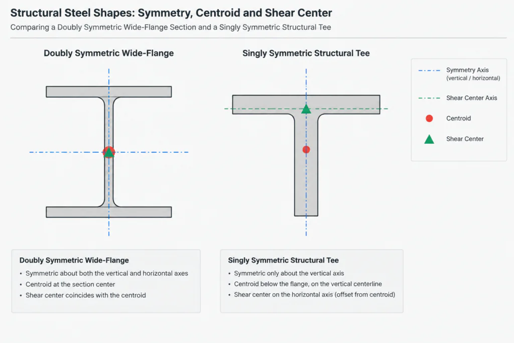 Shear Center vs. Centroid in Structural Steel Shapes structural steel illustration