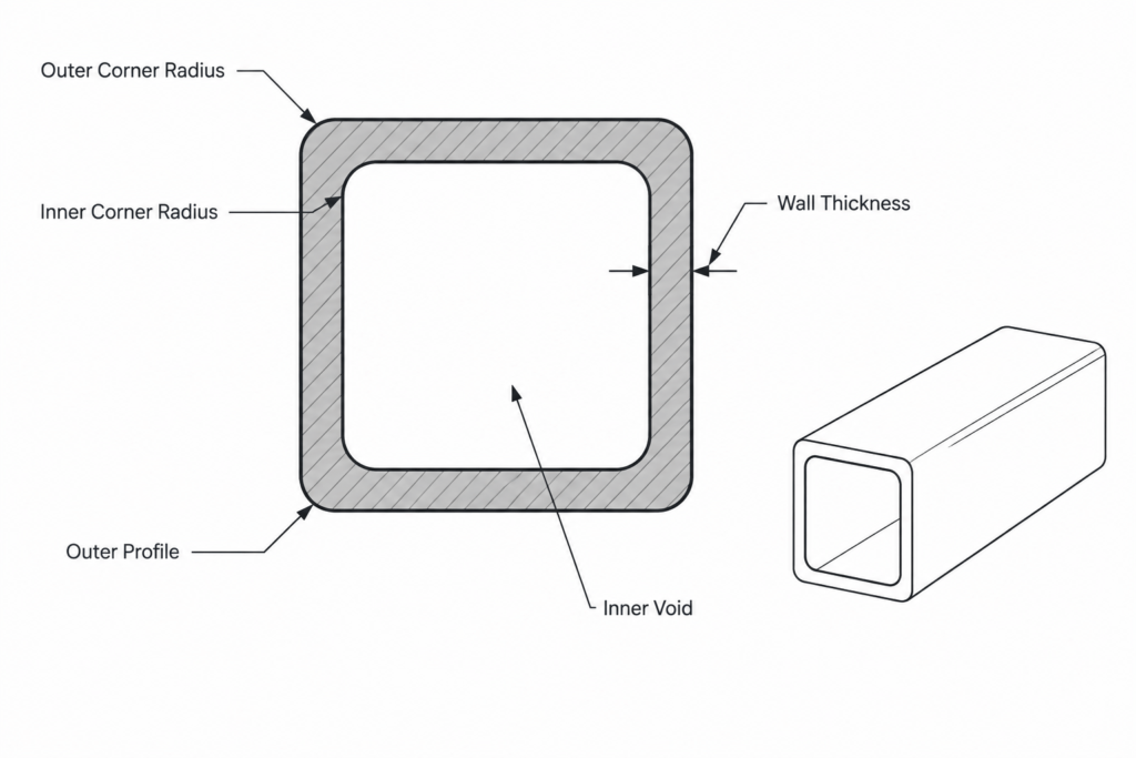 SHS 125x125x10 structural steel illustration