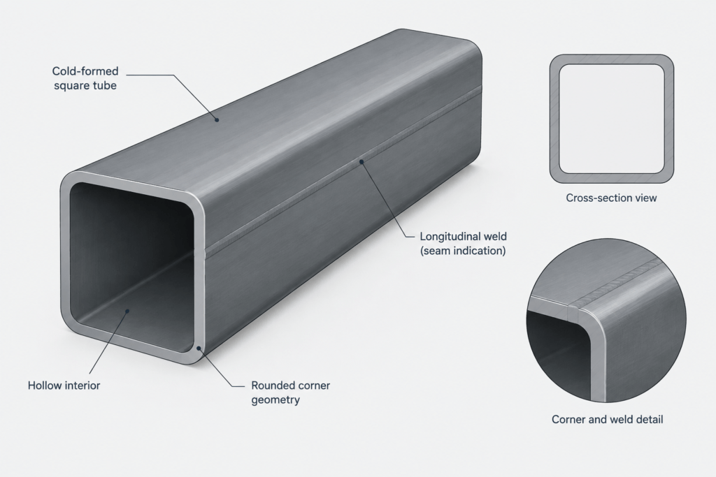 SHS 125x125x10 structural steel illustration