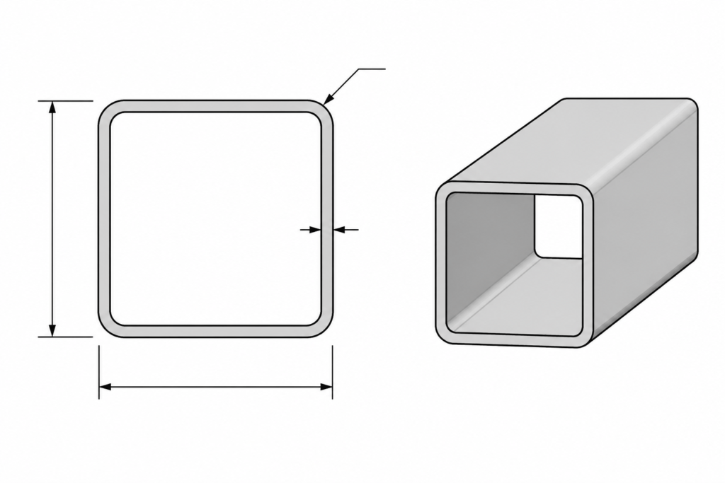 SHS 150x150x7 engineering illustration