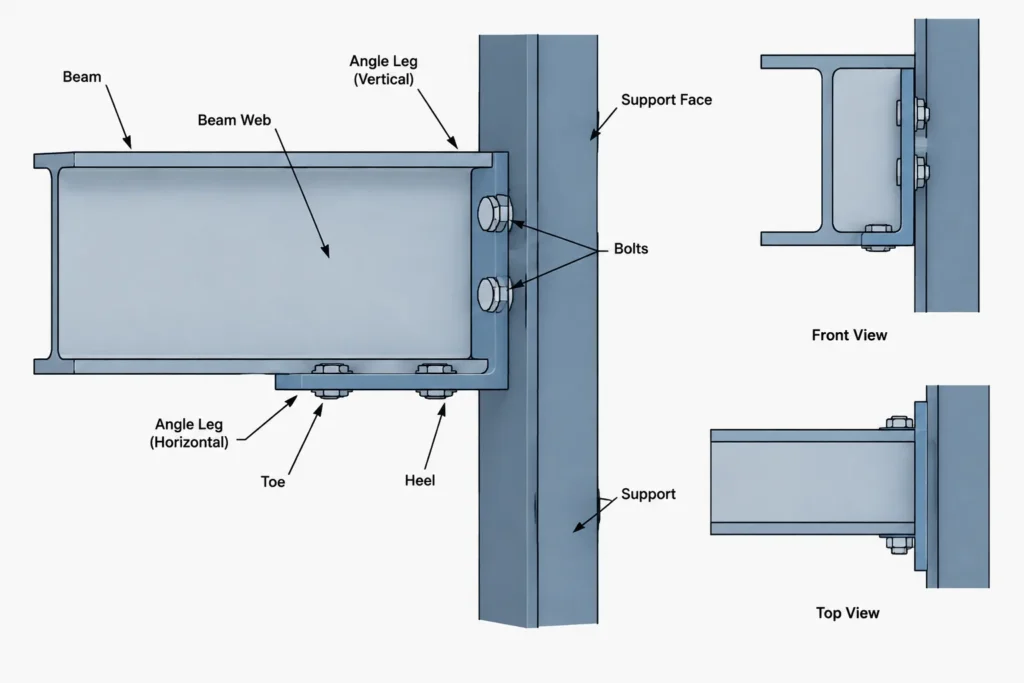 Single-Angle vs. Double-Angle Shear Connections: A Steel Detailing Comparison structural steel illustration