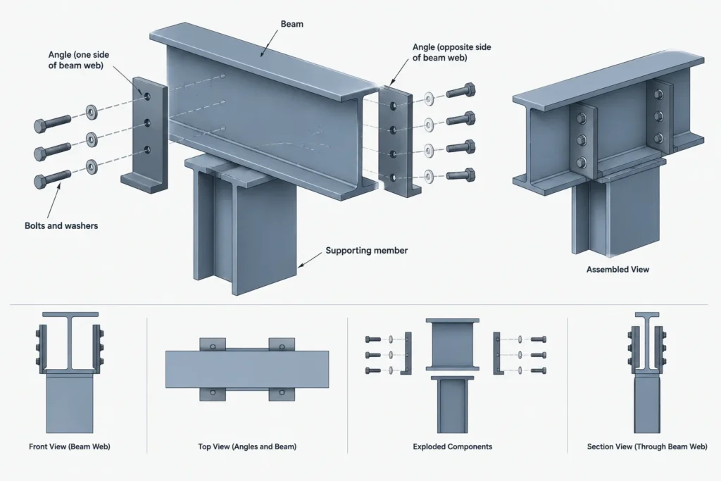 Single-Angle vs. Double-Angle Shear Connections: A Steel Detailing Comparison structural steel illustration