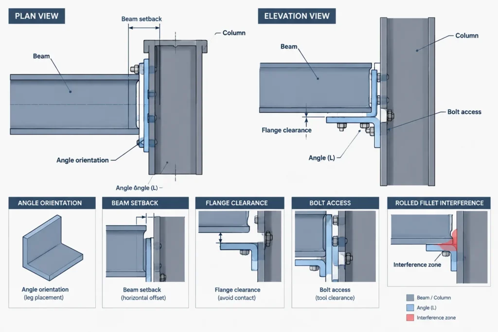 Single-Angle vs. Double-Angle Shear Connections: A Steel Detailing Comparison structural steel illustration