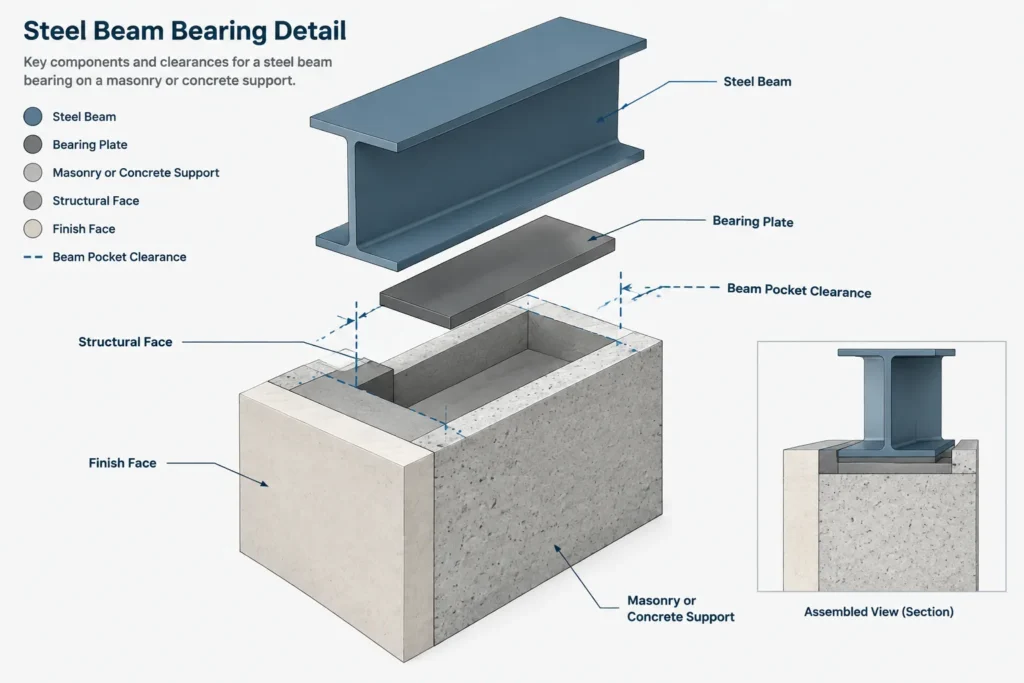 Steel Beam Bearing Length, Seat Length, and End Clearance: A Detailing Guide structural steel illustration