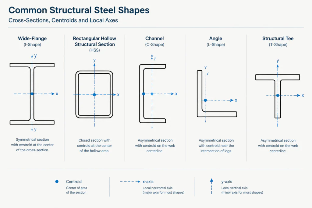 Strong Axis vs. Weak Axis in Structural Steel Sections structural steel illustration