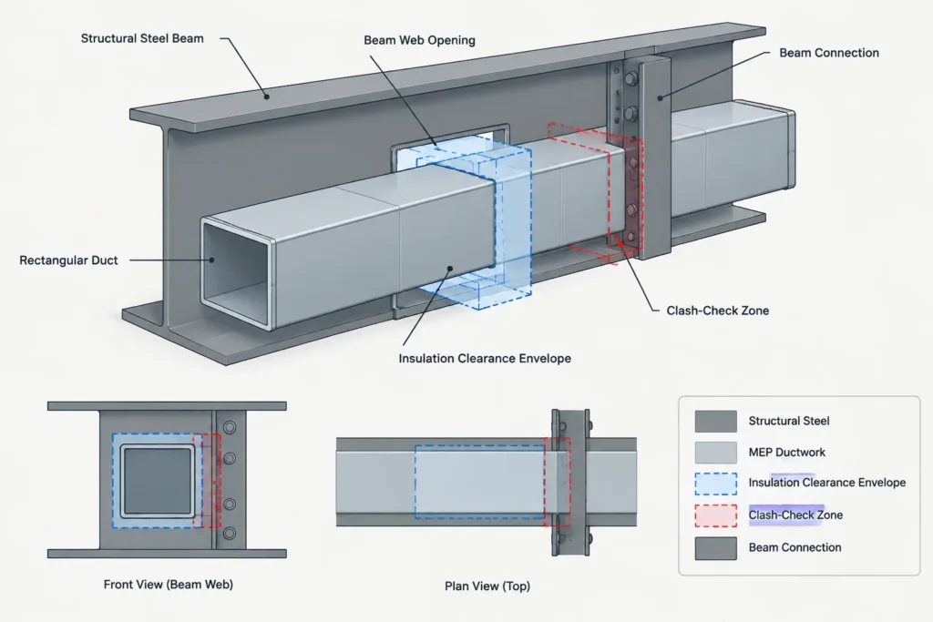 Structural Steel Beam Web Openings: Coordination, Reinforcement, and Detailing structural steel illustration