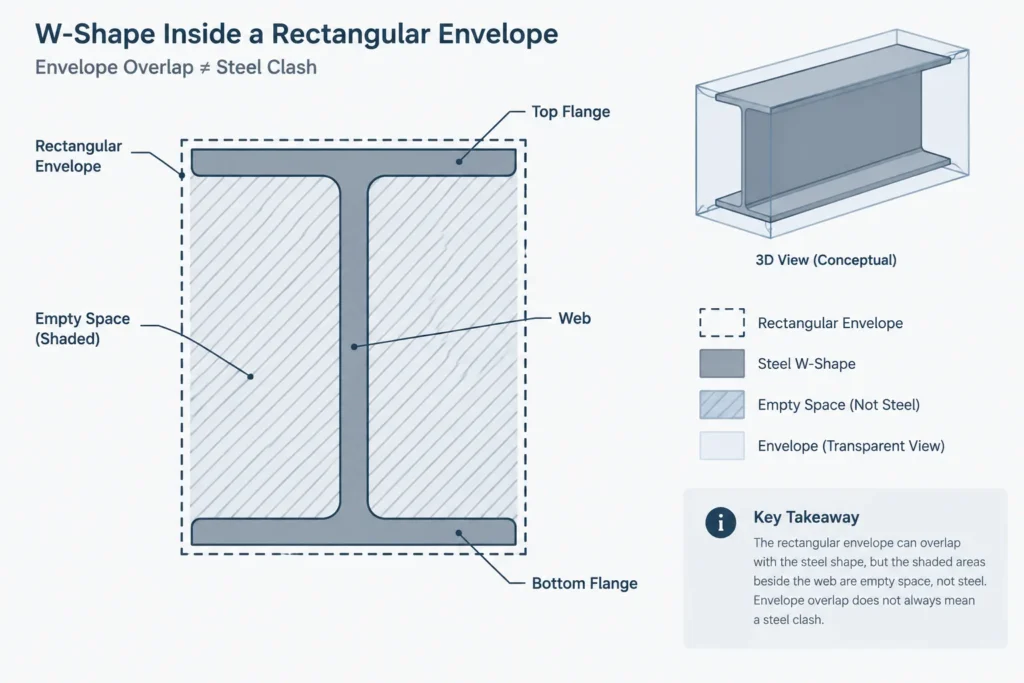 Structural Steel Bounding Boxes in CAD: Overall Dimensions, Rotation, and Clash Checks structural steel illustration