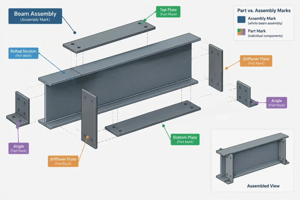 Structural Steel Piece Marks: A Practical Guide to Part, Assembly, and Erection Identification structural steel illustration