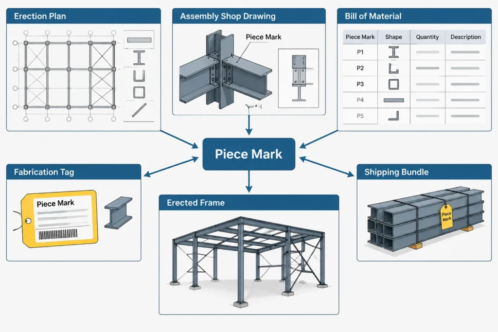 Structural Steel Piece Marks: A Practical Guide to Part, Assembly, and Erection Identification structural steel illustration