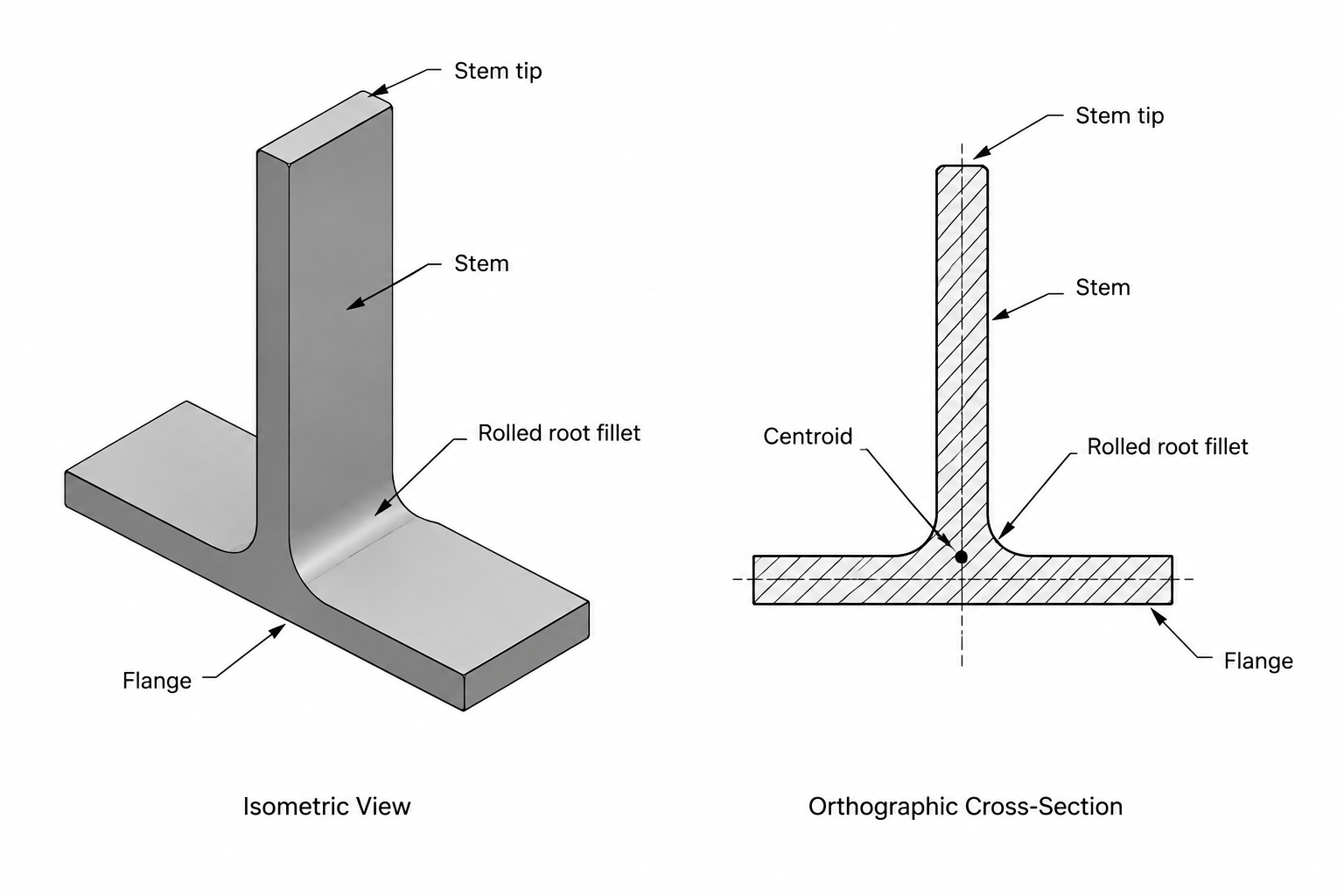 Structural Tee (WT) Shapes: Designations, Orientation, and Detailing Geometry