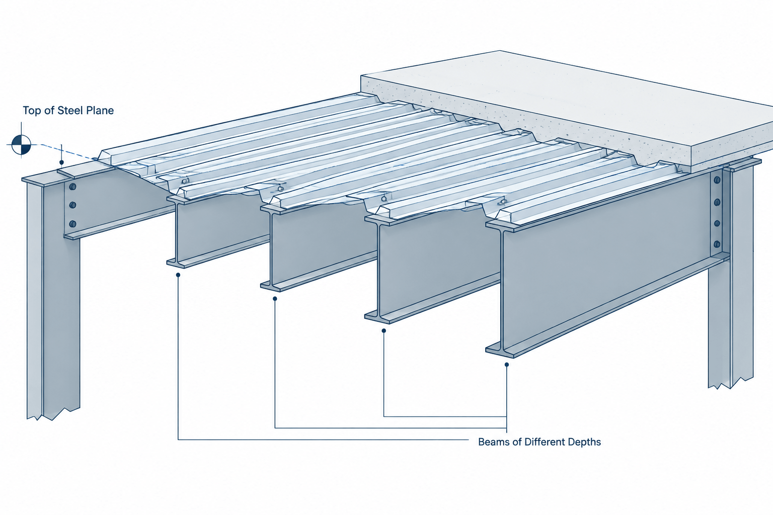 Top of Steel Elevations in Structural Drawings: TOS, BOS, Slopes, and Camber