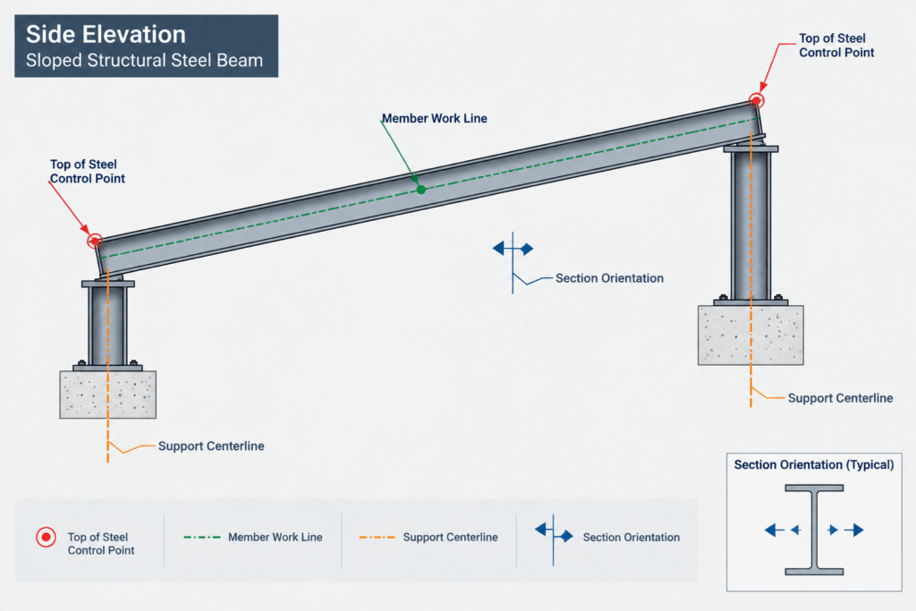 Top of Steel Elevations in Structural Drawings: TOS, BOS, Slopes, and Camber structural steel illustration