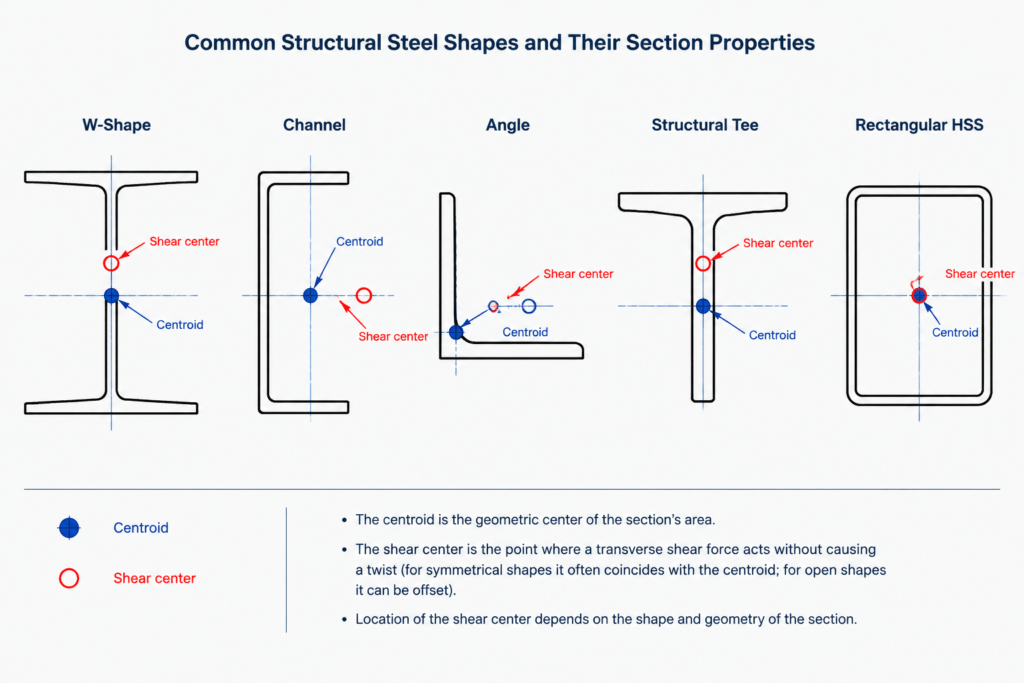 Torsional Constant J and Warping Constant Cw in Steel Shape Tables structural steel illustration