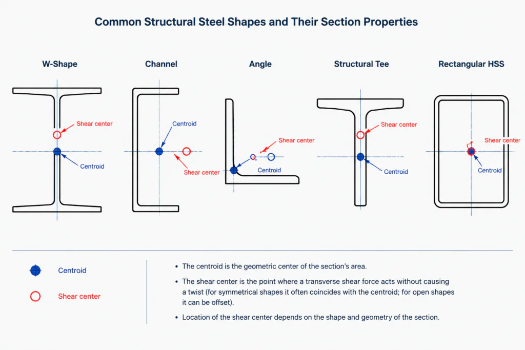 Torsional Constant J and Warping Constant Cw in Steel Shape Tables structural steel illustration