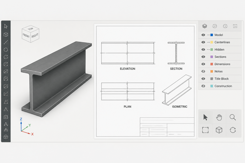 UB 914x305x289 engineering illustration