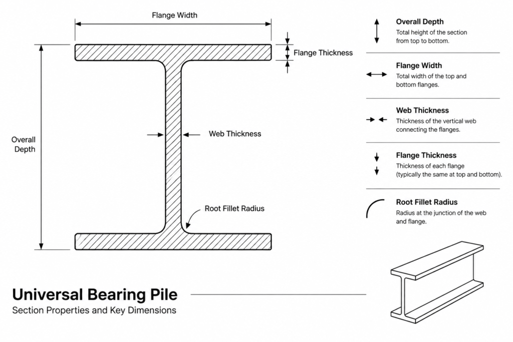 UBP 305x305x223 structural steel illustration