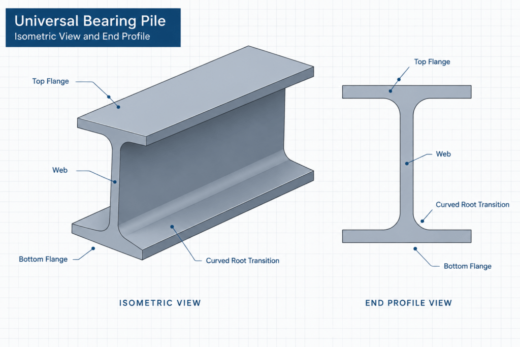 UBP 305x305x223 structural steel illustration