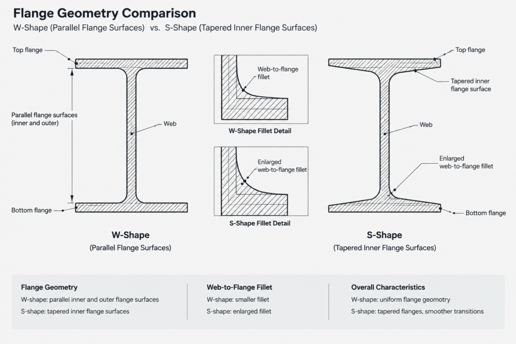 W-Shape vs. S-Shape vs. HP Shape: How to Identify and Detail Steel I-Sections structural steel illustration
