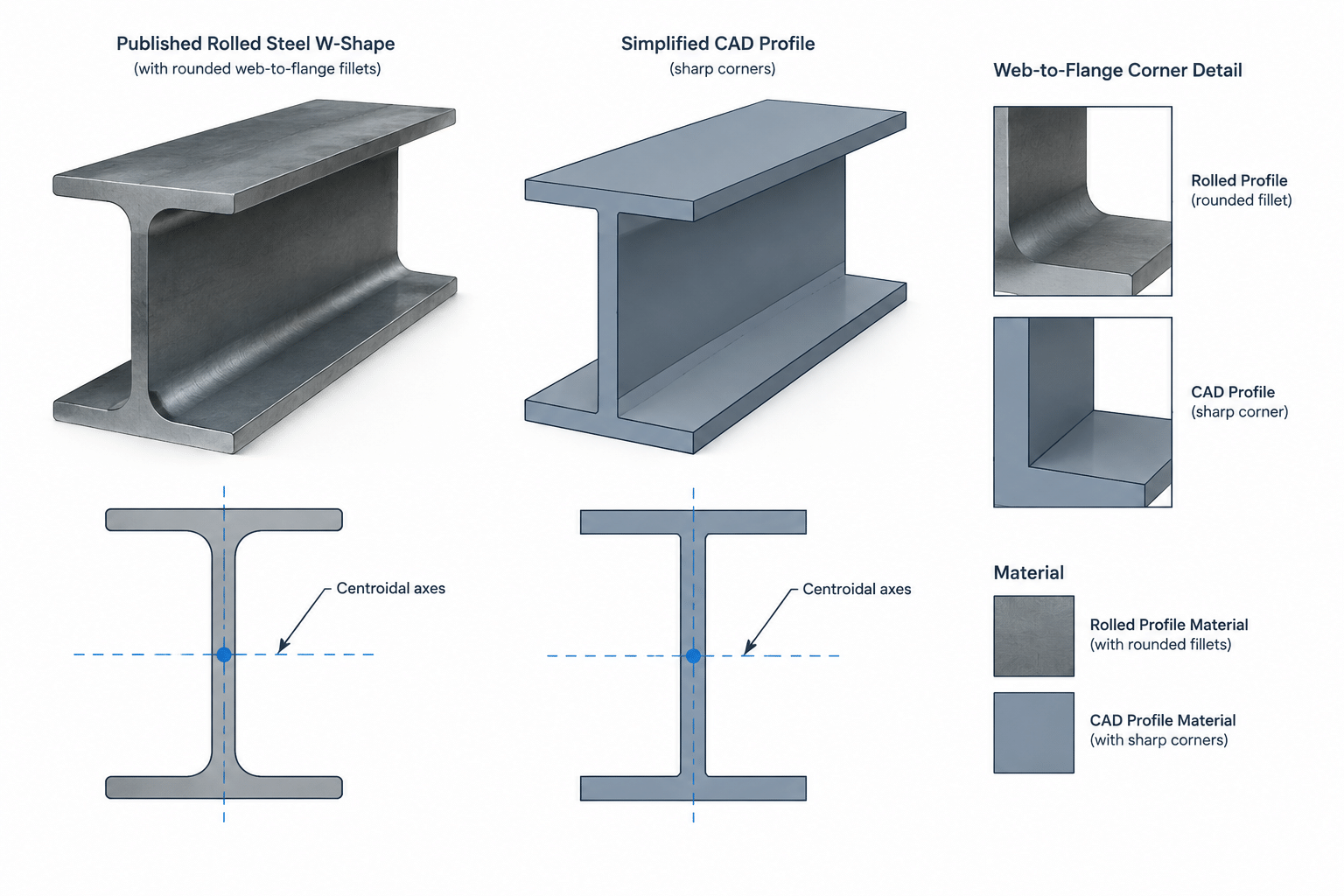 Why CAD-Calculated Steel Section Properties May Not Match Published Shape Tables