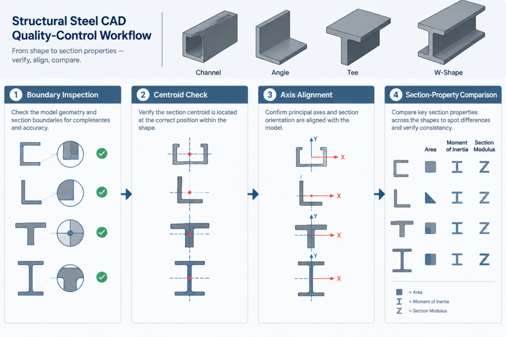 Why CAD-Calculated Steel Section Properties May Not Match Published Shape Tables structural steel illustration
