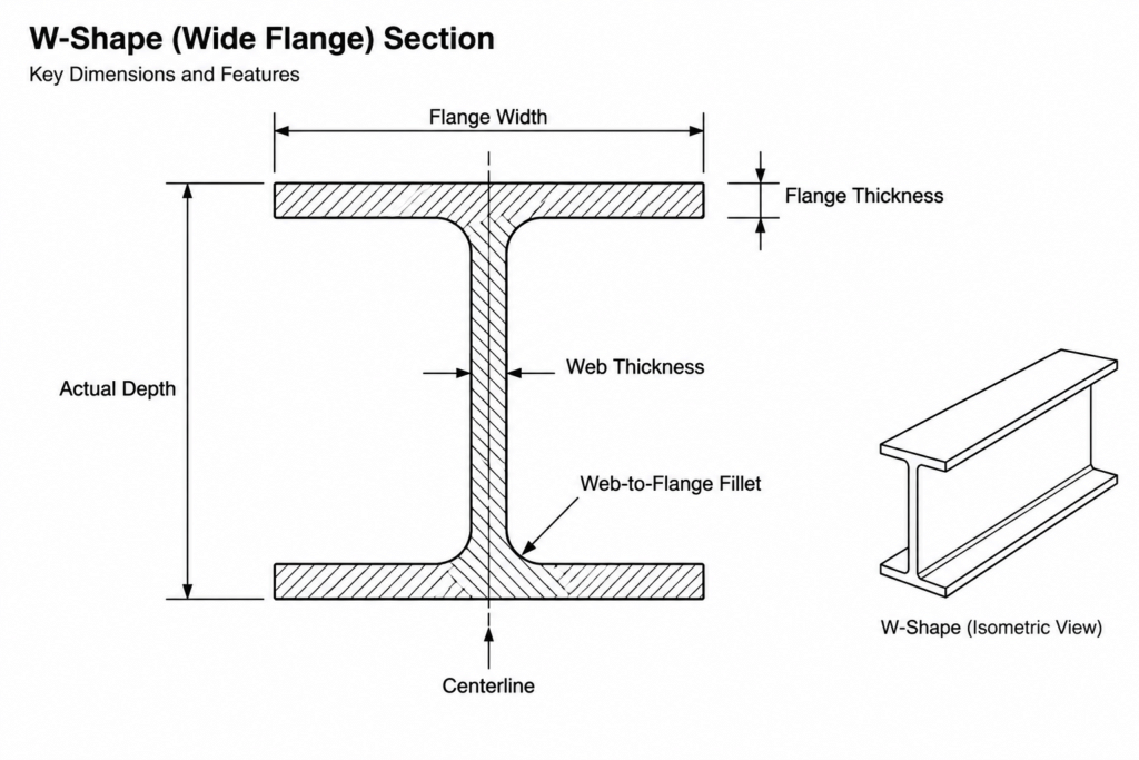 Why W-Shapes in the Same Nominal Depth Series Do Not Line Up structural steel illustration