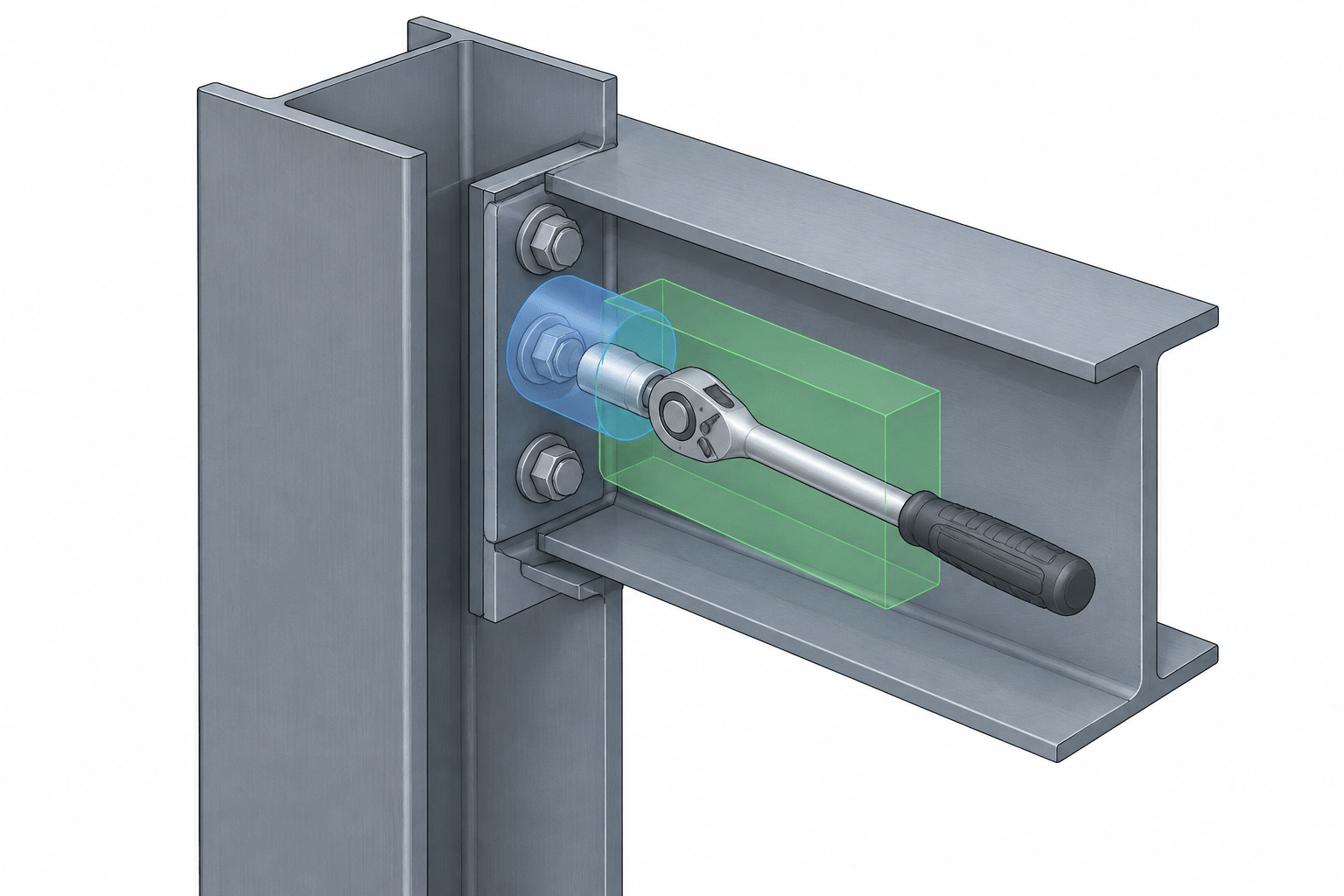 Wrench Clearance in Structural Steel Connections: Detailing for Bolt Installation and Tightening