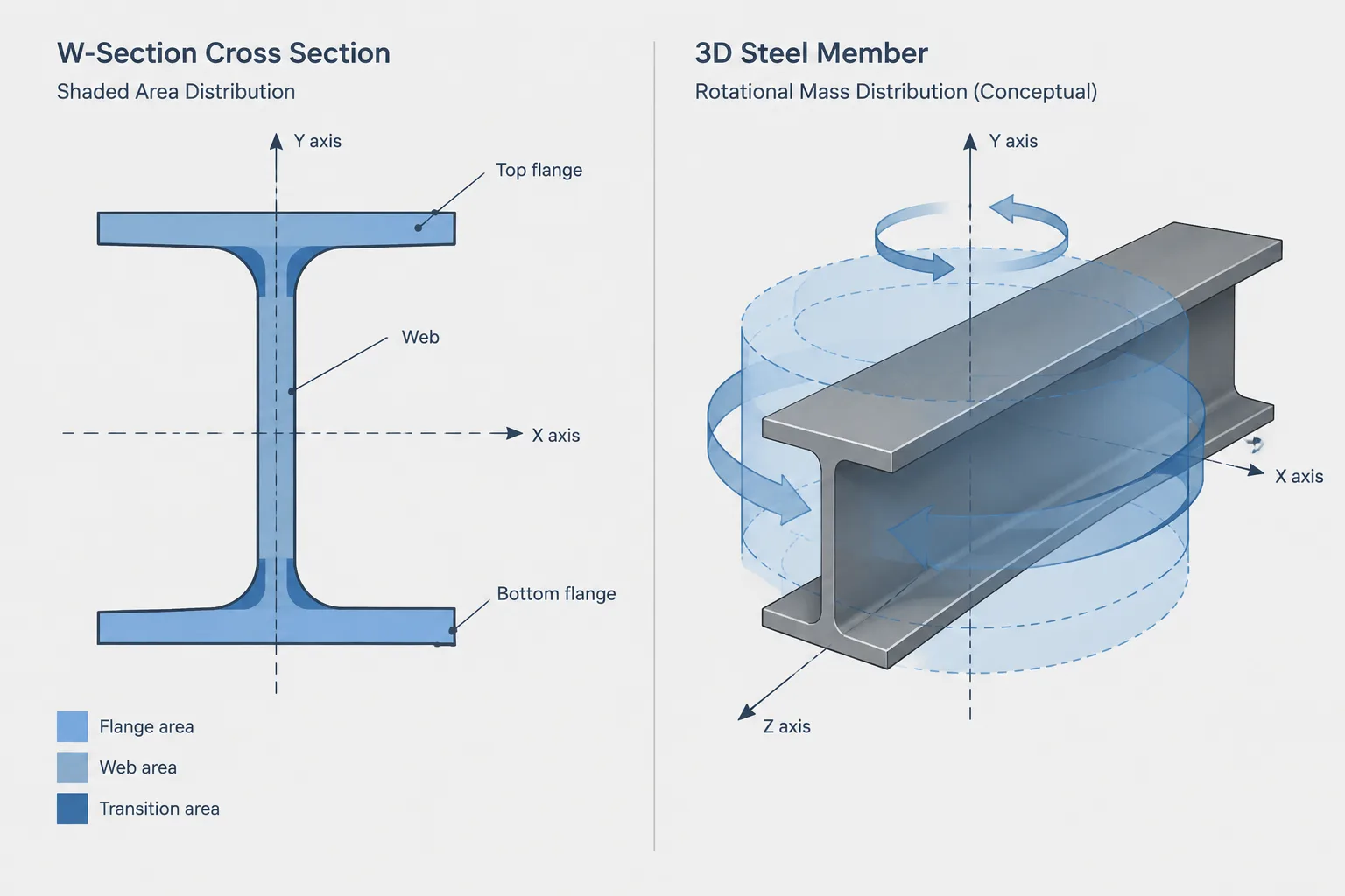 Area Moment of Inertia vs. Mass Moment of Inertia in Structural Steel structural steel illustration