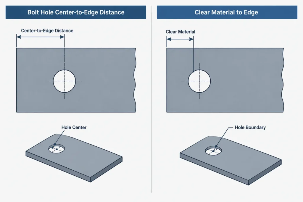 Bolt Hole Edge Distance vs. Edge Clearance in Steel Detailing structural steel illustration