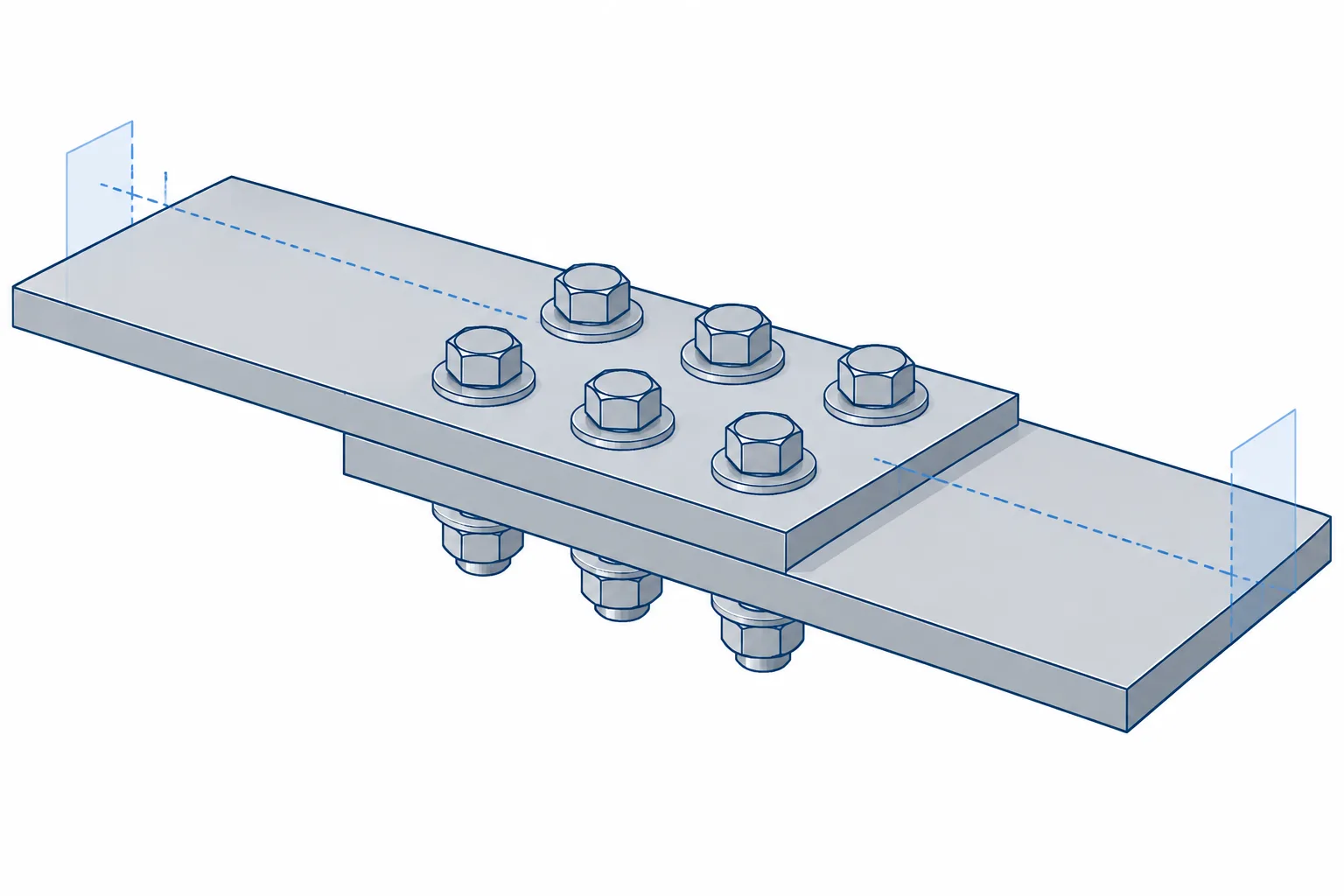 Bolted Steel Lap Joints: Overlap, Ply Stack-Up, Eccentricity, and Detailing structural steel illustration