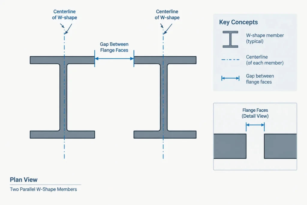 Center-to-Center vs. Clear Dimensions in Structural Steel Layout structural steel illustration