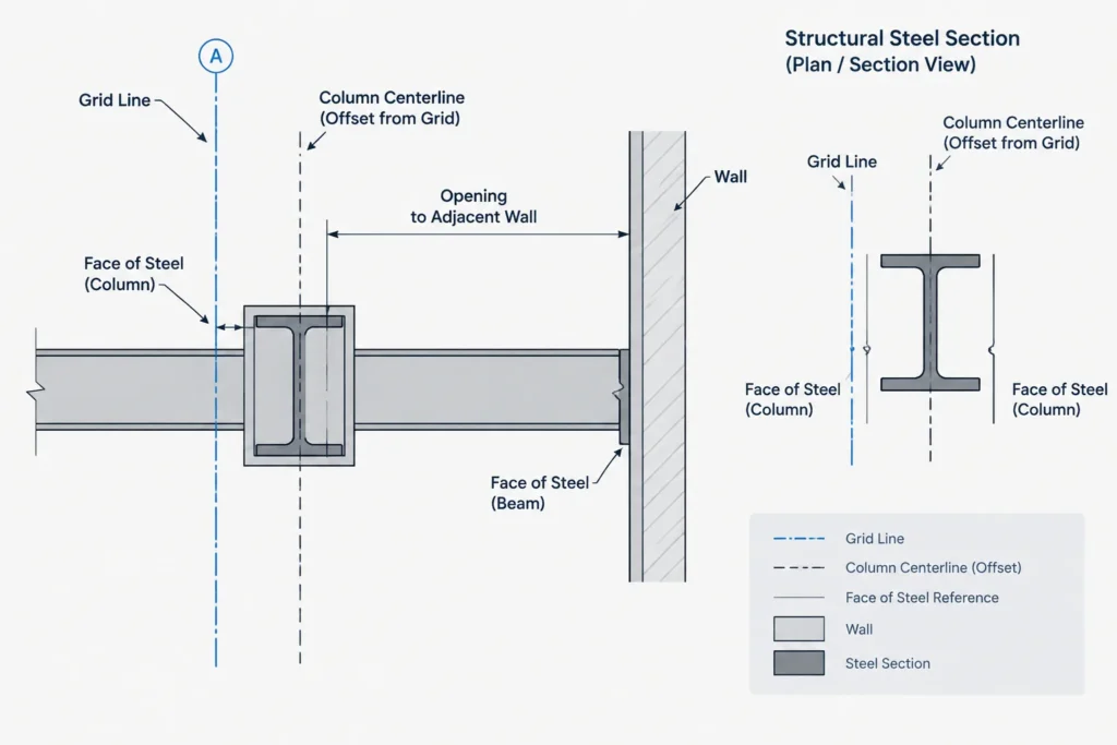 Center-to-Center vs. Clear Dimensions in Structural Steel Layout structural steel illustration