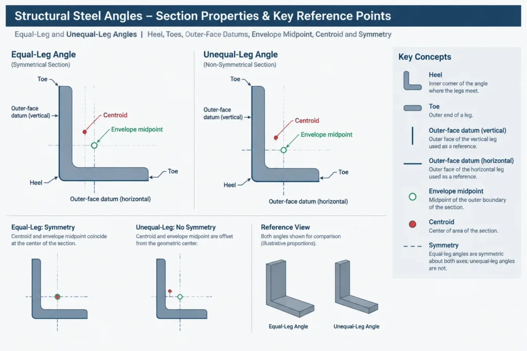 Centroid vs. Geometric Center in Structural Steel Shapes: Choosing the Correct Reference structural steel illustration