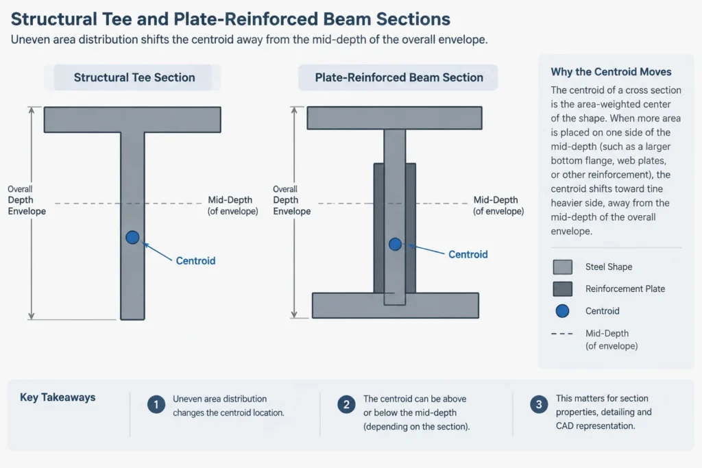Centroid vs. Geometric Center in Structural Steel Shapes: Choosing the Correct Reference structural steel illustration